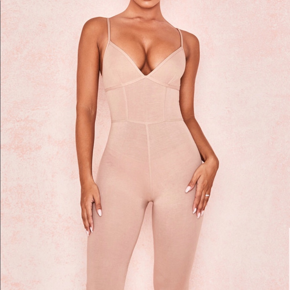 House of CB Aretina Mocha Stretch JerseyJumpsuit